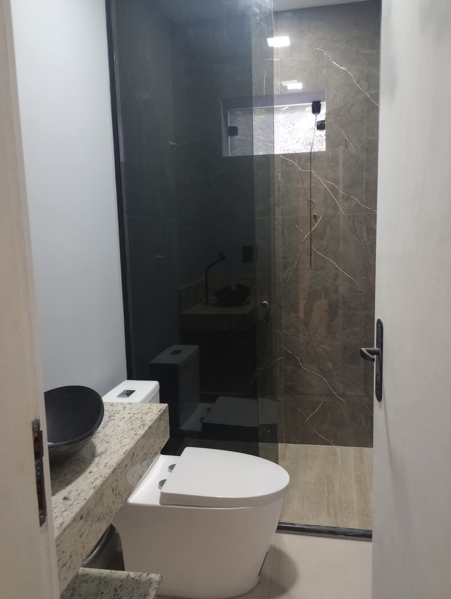Shower, towels, toilet paper