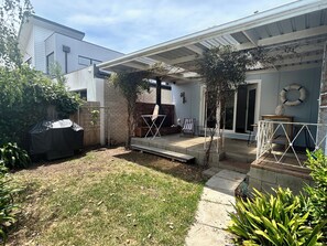Terrace/patio - Florence by the beach: cosy family home in a quiet street yet central (Capel Sound)