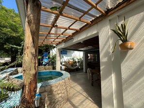 Terrace/patio - Beautiful private cabana with Jacuzzi, just one minute from the beach. (Tierra Bomba)