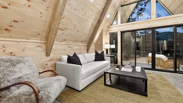 Smart TV, chimenea, libros