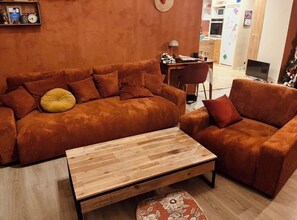 Living area - Stone house with large garden and view (Montmeyran)