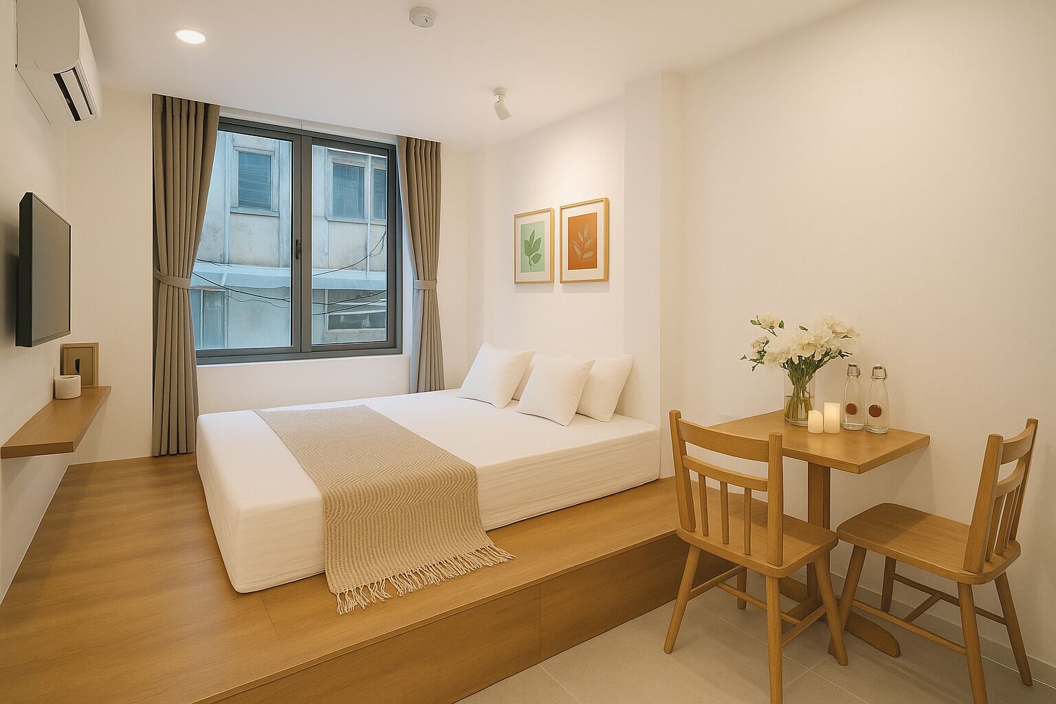 Perusstudio, kaupunkinäköala | Ilmaiset minibaarituotteet, yksilöllisesti sisustettu