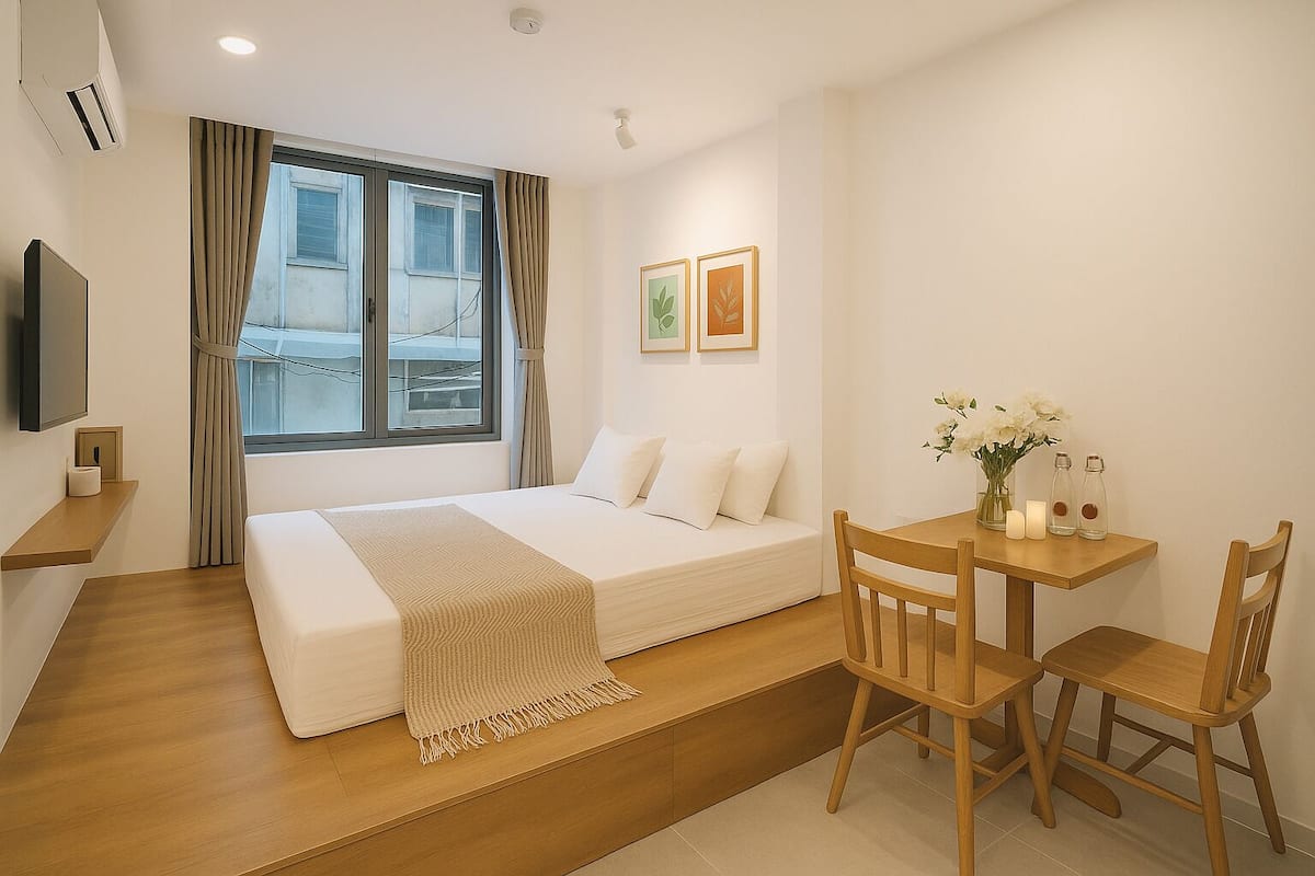 Perusstudio, kaupunkinäköala | Ilmaiset minibaarituotteet, yksilöllisesti sisustettu