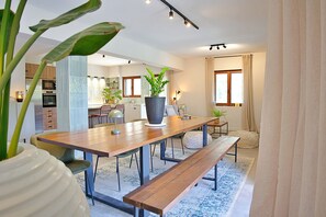 Dining - Villa Calma Doukades Sleeps 8 people, large private pool, sunny terraces. (Doukades)