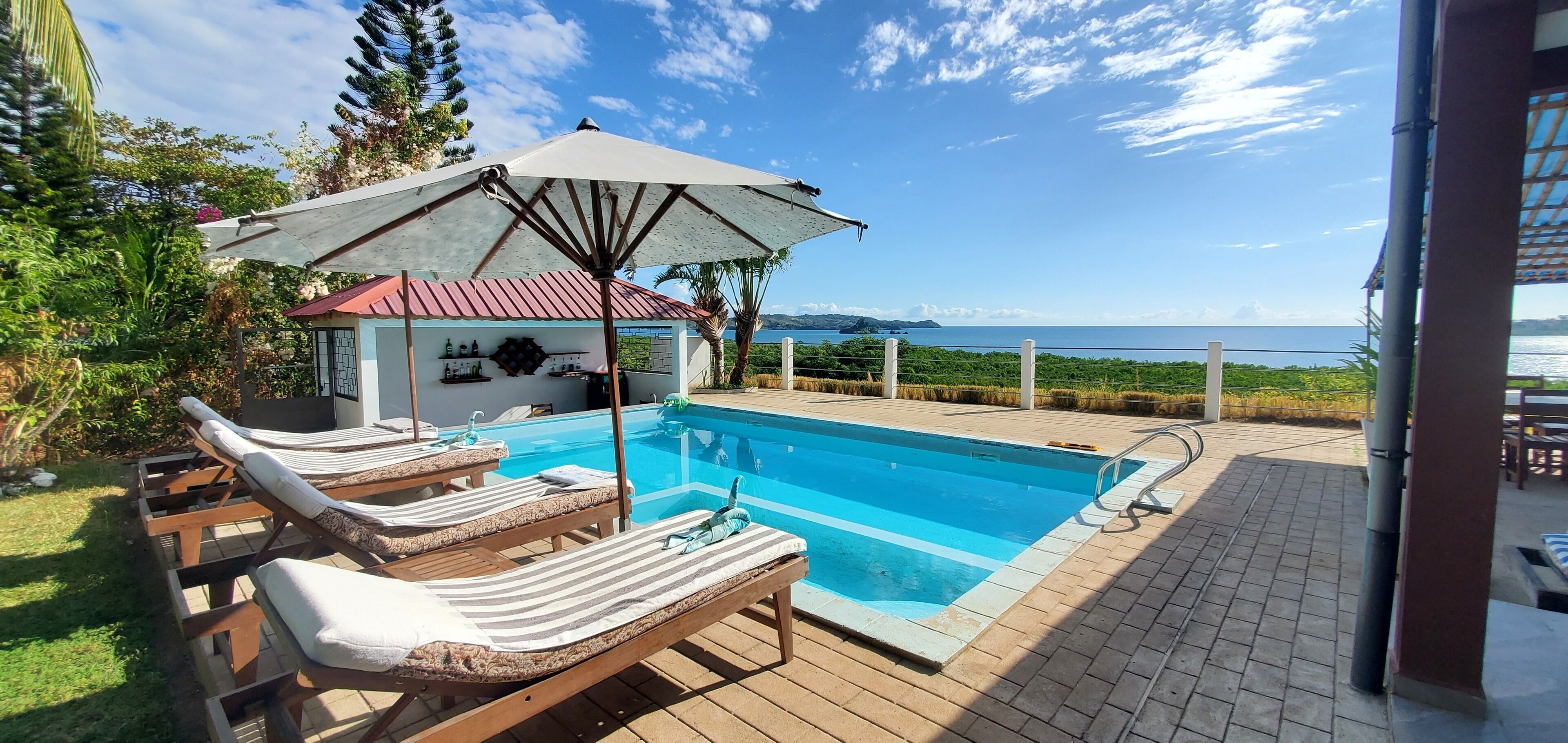 Outdoor pool, pool umbrellas