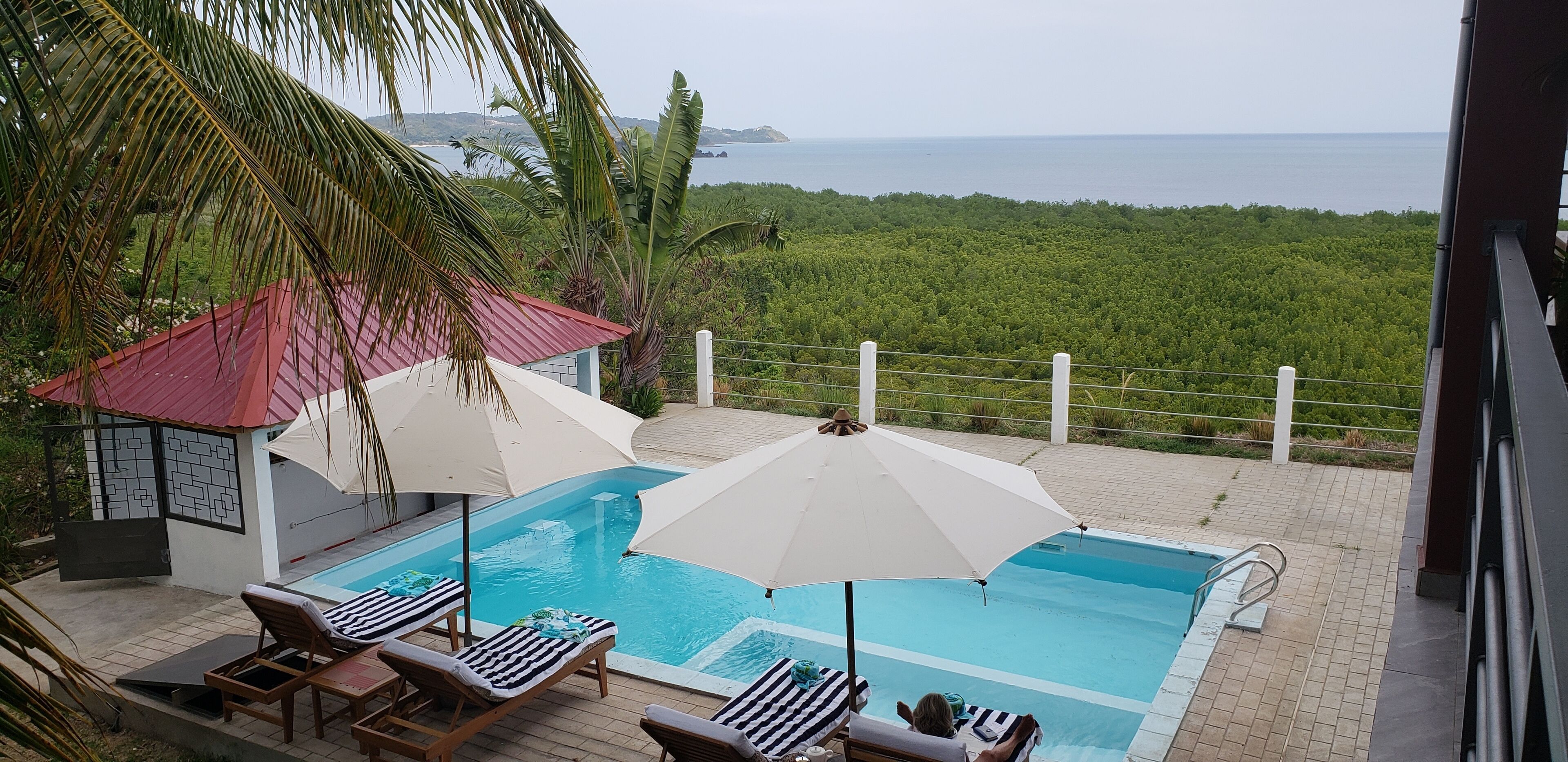Outdoor pool, pool umbrellas