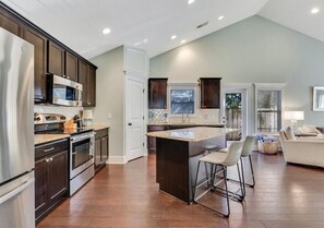 Fridge, microwave, oven, dishwasher