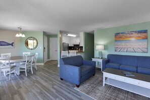 TV, DVD player, books - Bright 2BR Deluxe Condo | Kitchen, Hot Tub, 2.3 mi to Boardwalk (Myrtle Beach)