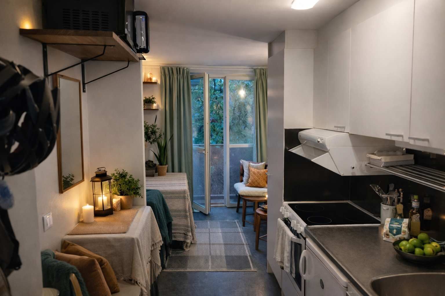 Geladeira, micro-ondas, fogão, cooktop