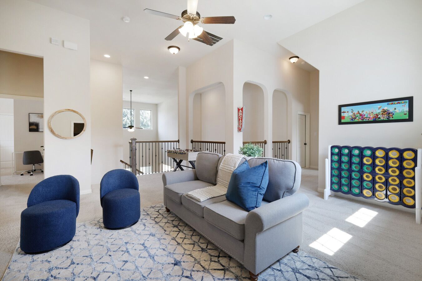 TV, video games, table football, offices