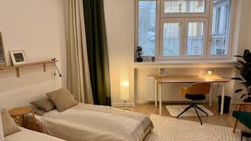 2 bedrooms, desk, iron/ironing board, travel crib