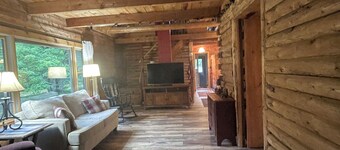 Superior Pines Farm Log Cabin w/ Snowmobile Access, Near Beach, Sleeps 9