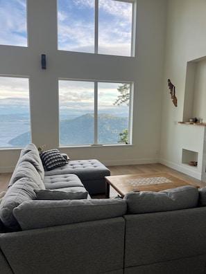TV connectée, cheminée, livres