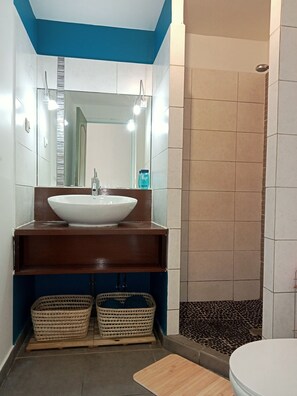 Bathroom - Blue Side: T2 with ocean view in a secure complex / direct access to Autre Bord Beach   (Le Moule)
