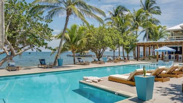 Outdoor pool, sun loungers