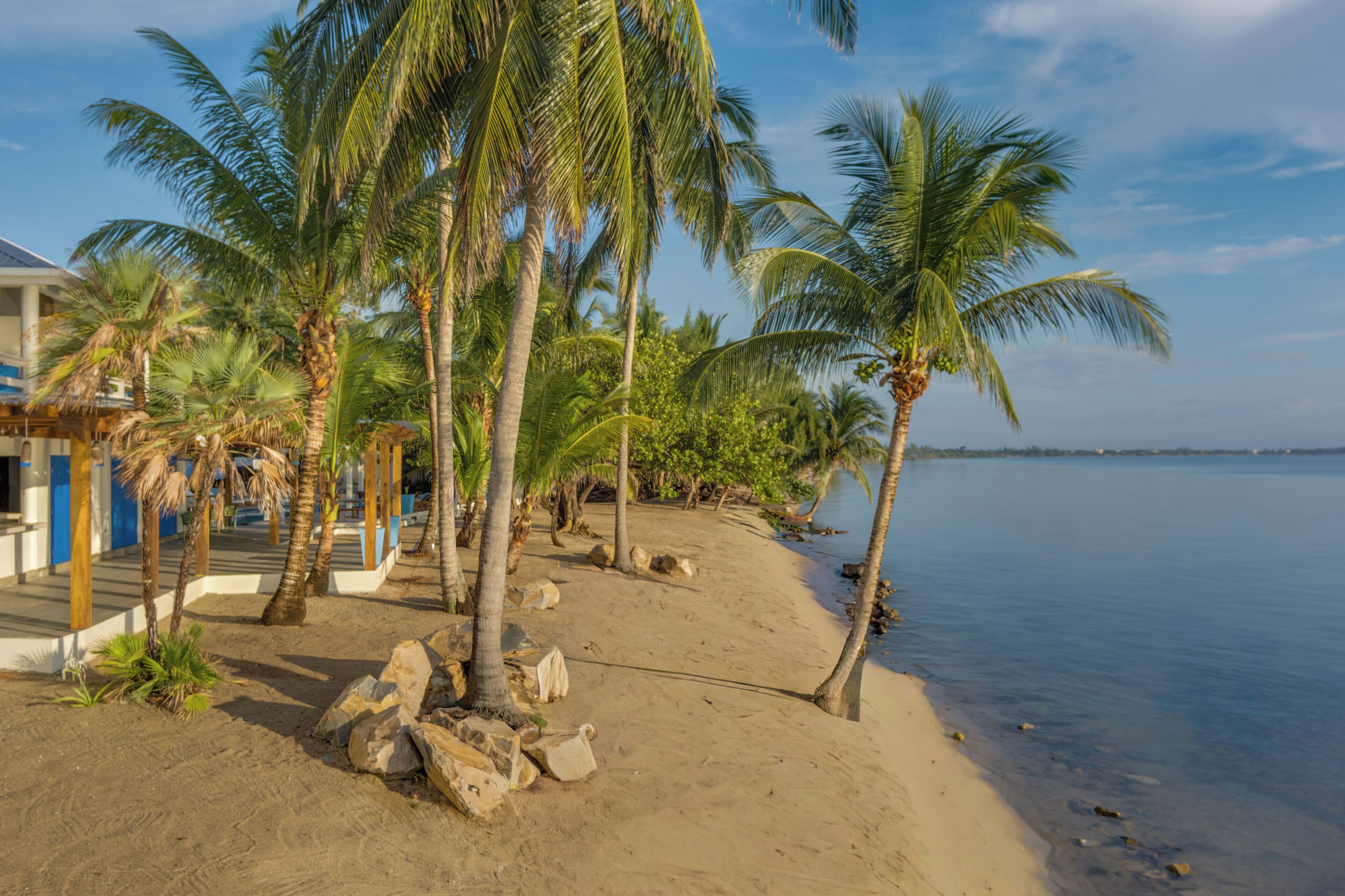 On the beach, white sand, beach umbrellas, beach towels