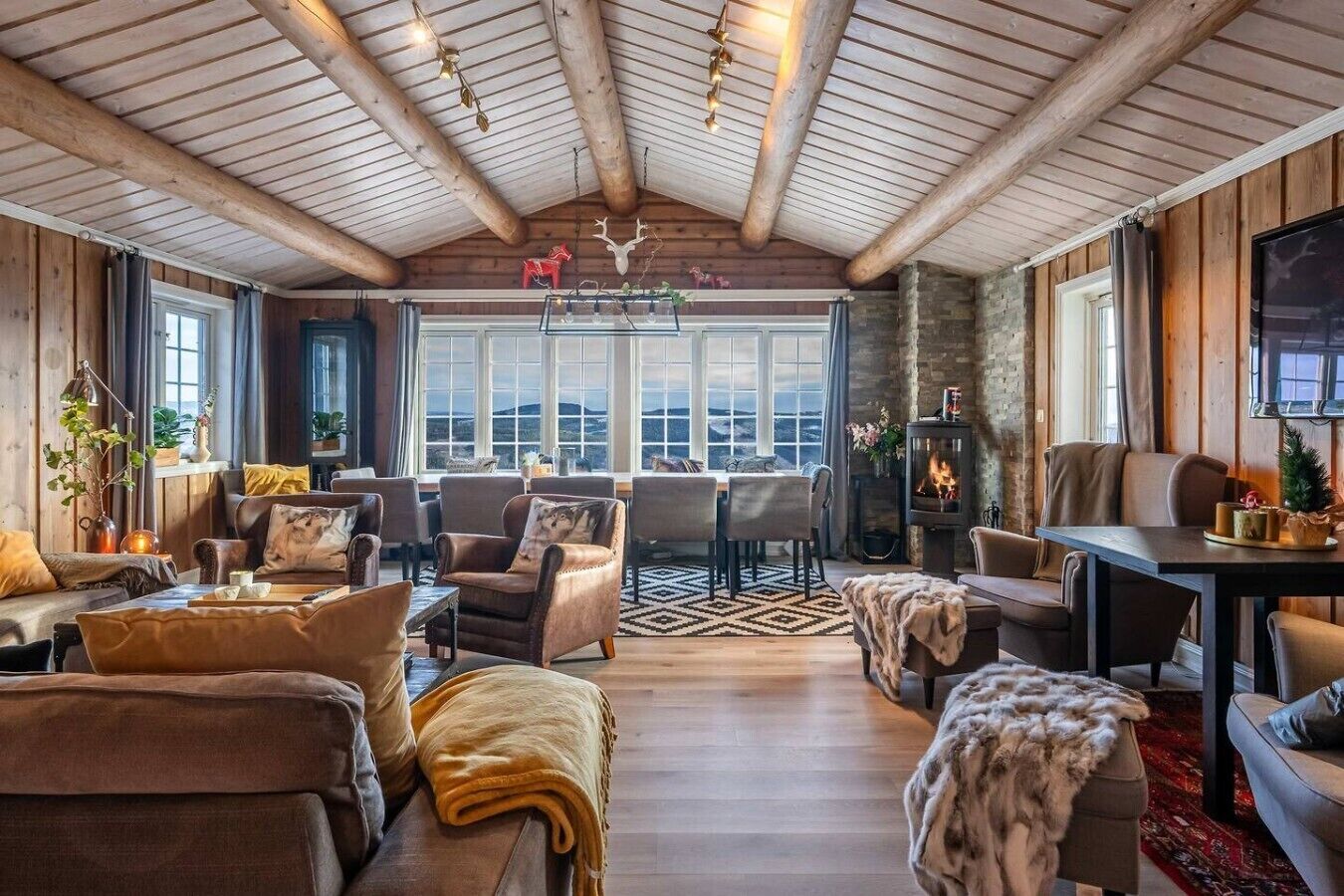 TV, fireplace
