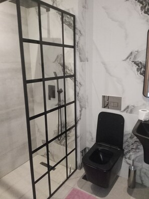 Dusche, Handtücher, Seife, Toilettenpapier