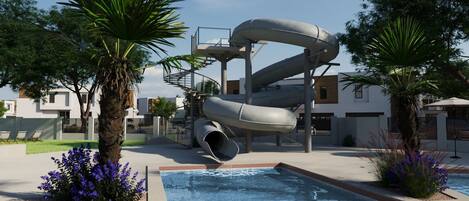 Piscina all'aperto, una piscina riscaldata