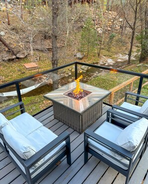 Terrace/patio - Greenspaces, Deck w/River & Mt VIEWS, Trails, Near Water Wheel Hiking Trailhead (Payson)