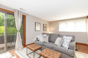 Smart TV, chimenea, libros