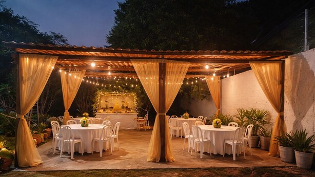 Zona a l'aire lliure per a la celebració de banquets