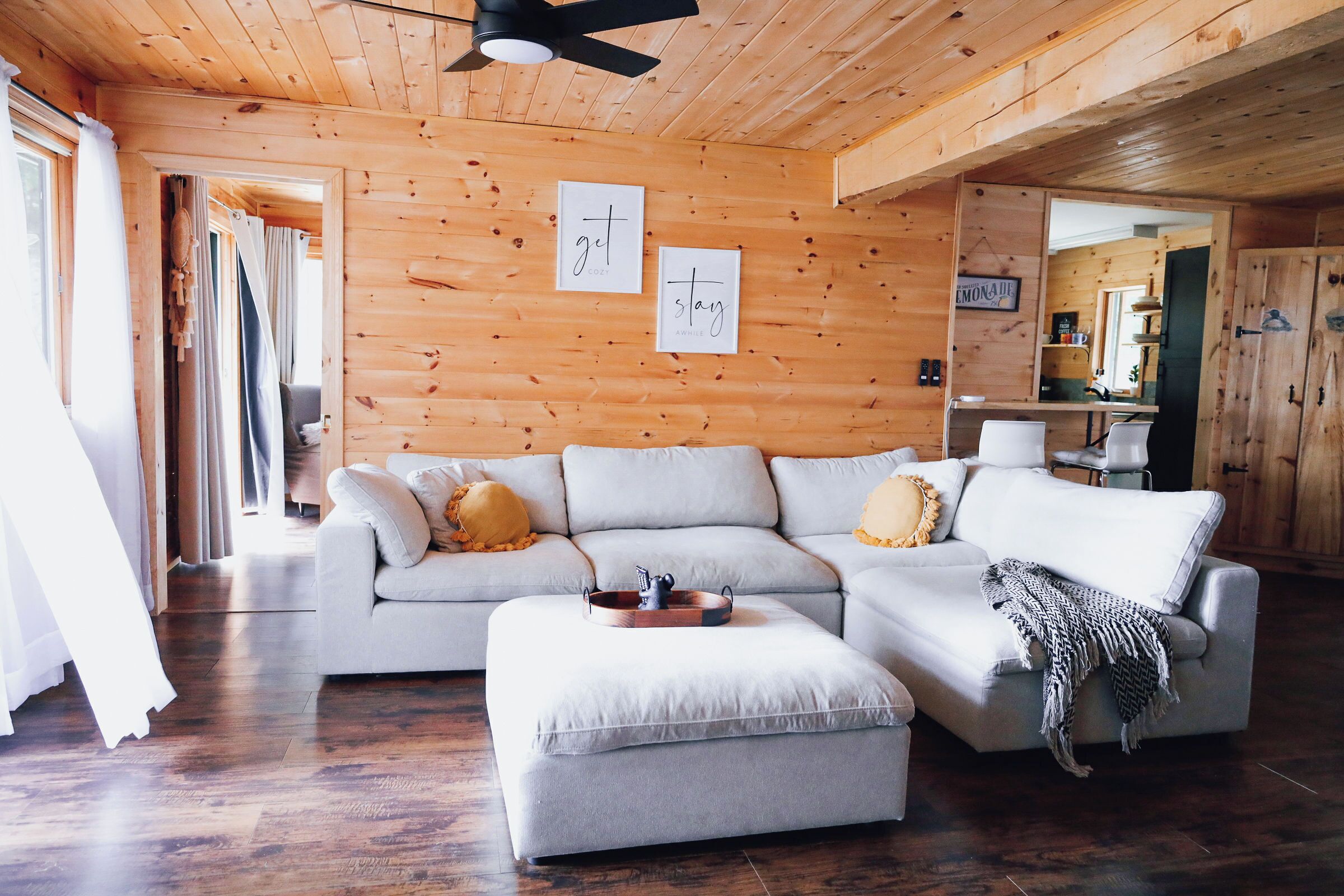 TV, fireplace, books