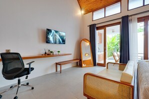 Basic villa, kilátással a medencére | Nappali | Okostévé, Netflix és streamszolgáltatások