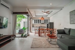 Villa Confort, 3 chambres, piscine privée, vue piscine | Coin séjour