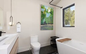 Secador de pelo, toallas, jabón y champú