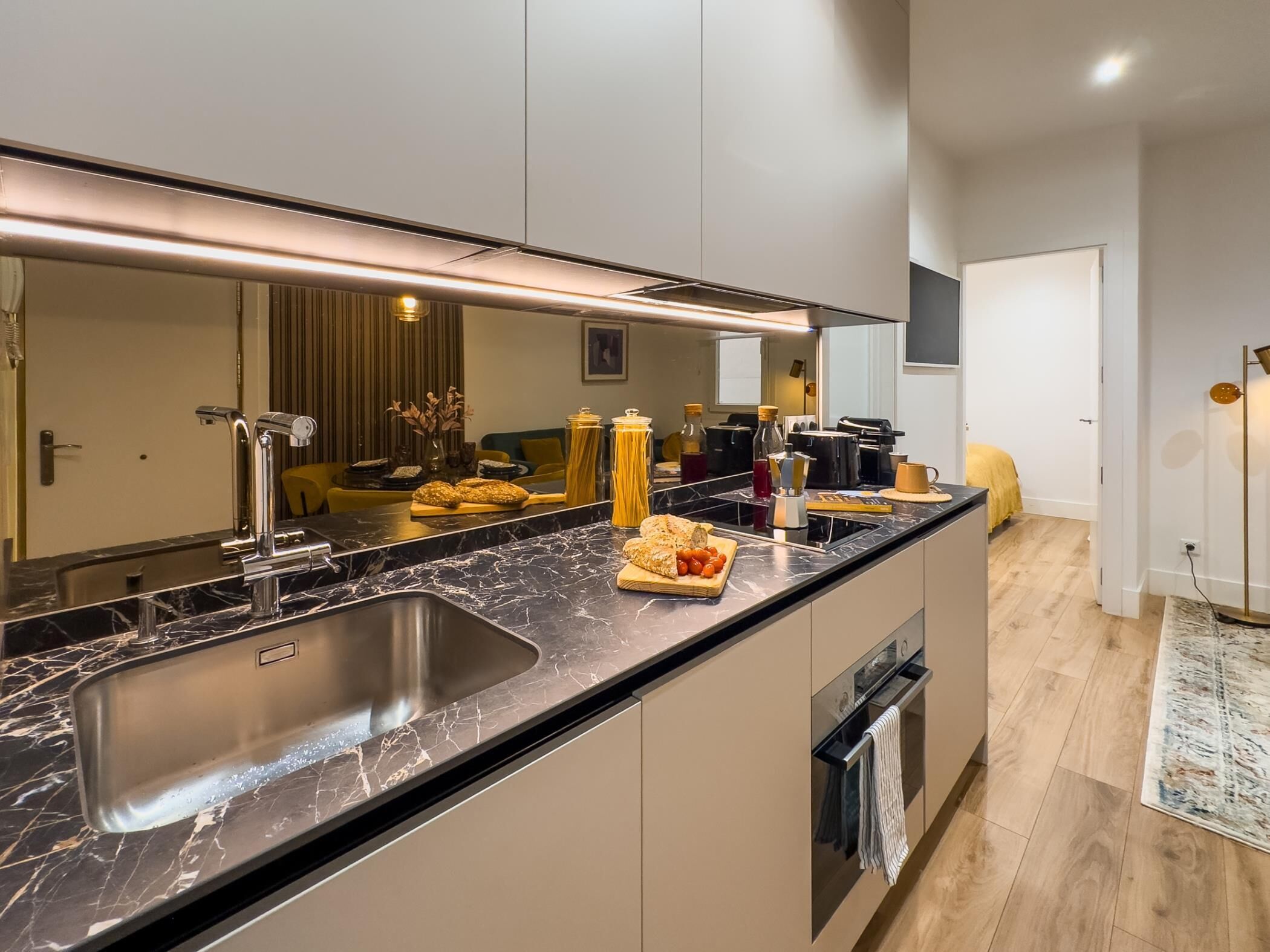 Fridge, microwave, oven, dishwasher