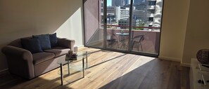 Living area - Bright 2 b/room apartment -up to 6 guests-parking incl. Central to everything. (Melbourne)