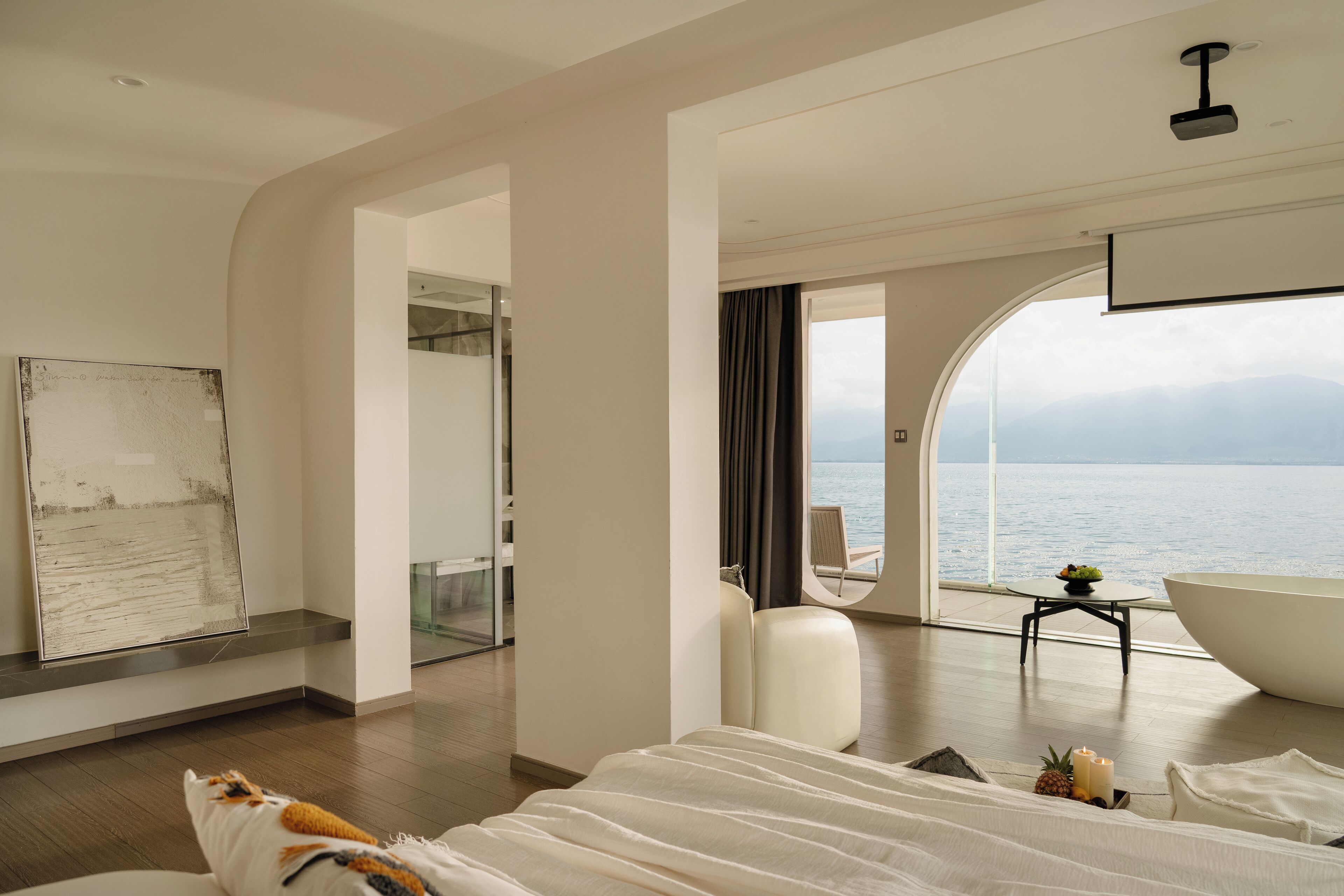 Phòng đôi phong cách lãng mạn, quang cảnh biển | Chăn bông, bàn, màn/rèm cản sáng, phòng cách âm 