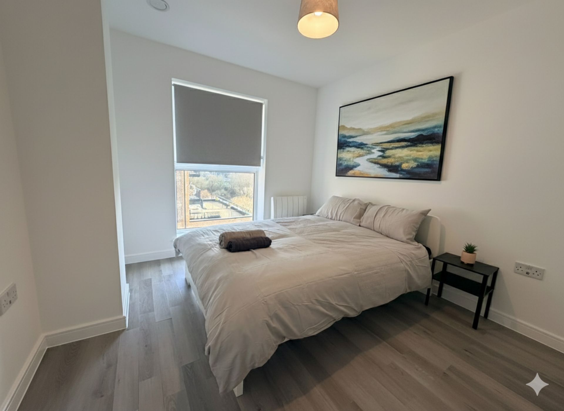 2 bedrooms, iron/ironing board, travel crib, internet