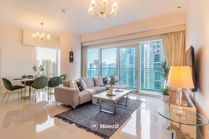 Luxury Apartment, Sea View | Living area - Manzil - 2BR in Dubai Marina w Sea View (Dubai)