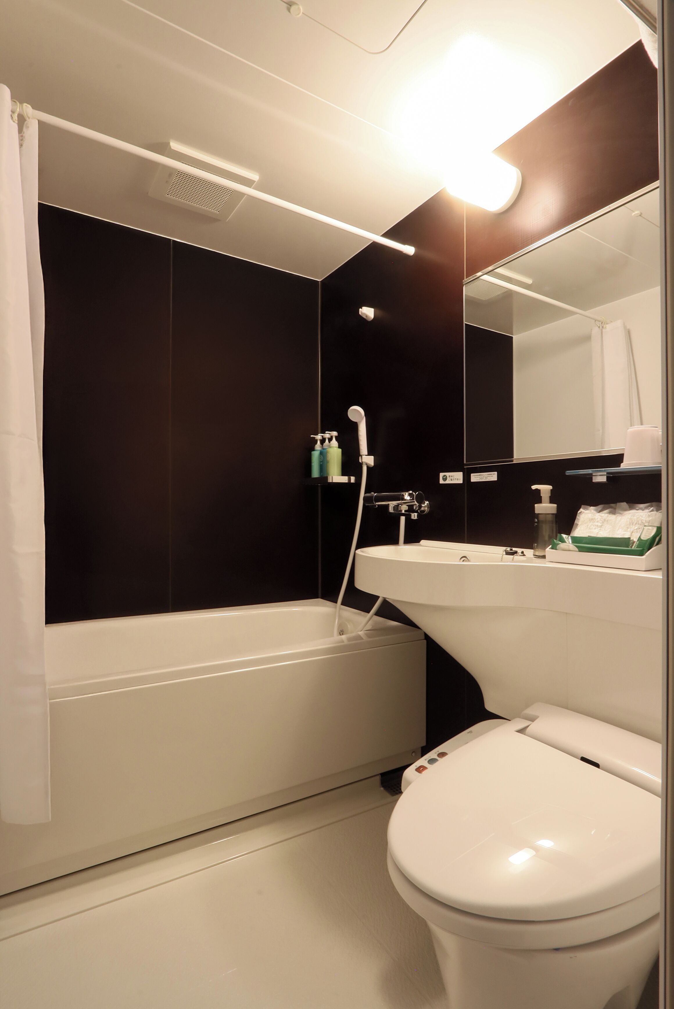 Combined shower/bathtub, free toiletries, hair dryer, slippers