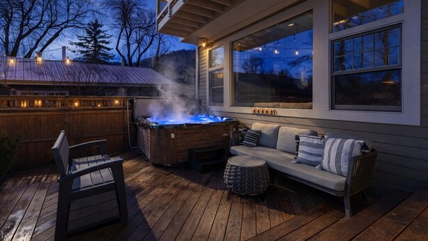 Unclassified image, 1 of 34, button - Large Group Retreat Downtown with Hot tub, Fire Pit, Balcony, Office, & More (Durango)