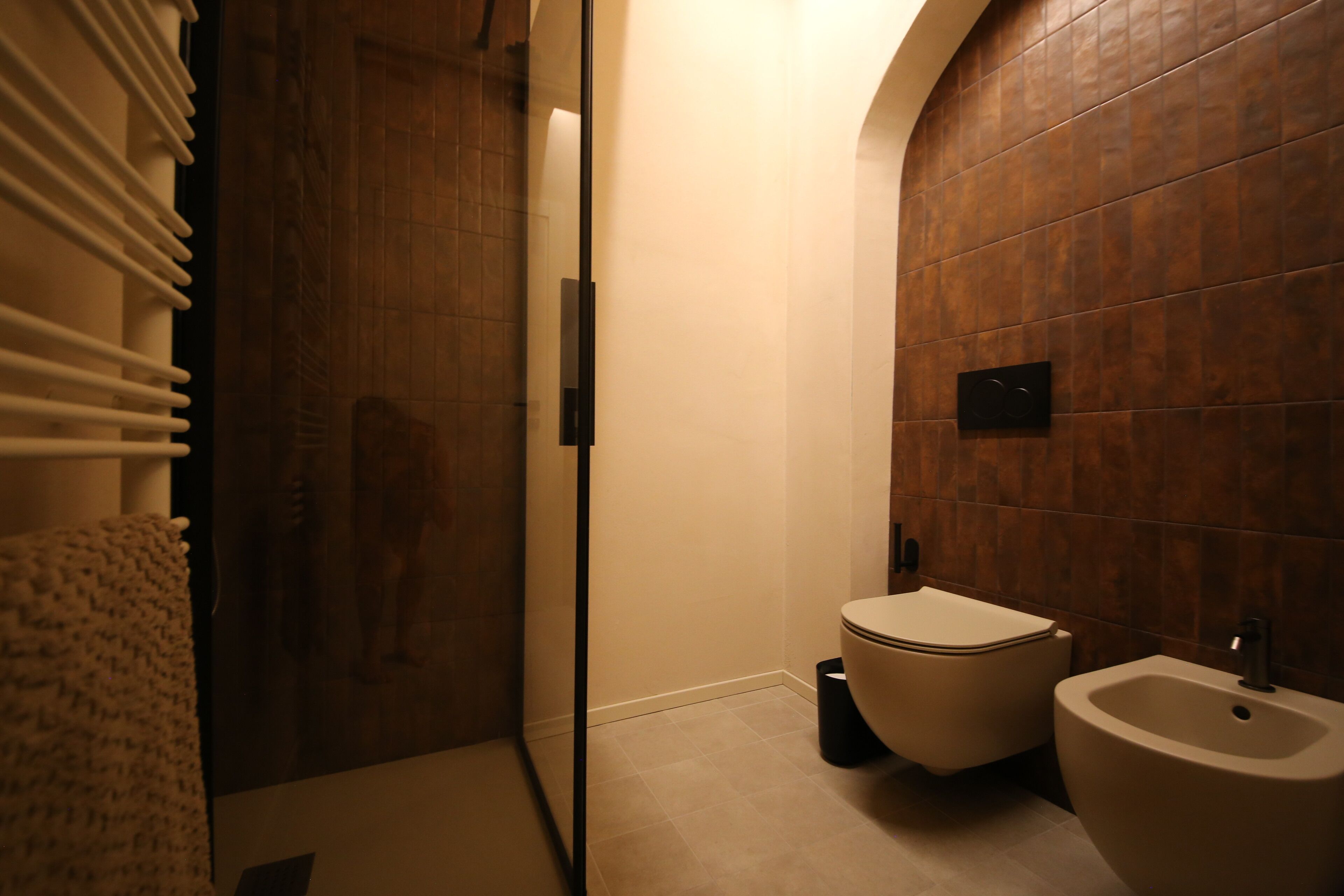 Regadera, bidet, toallas, jabón 