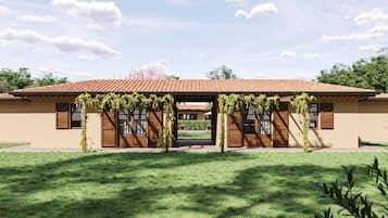 Chambre Deluxe, 1 chambre, patio, vue piscine | Terrasse/Patio