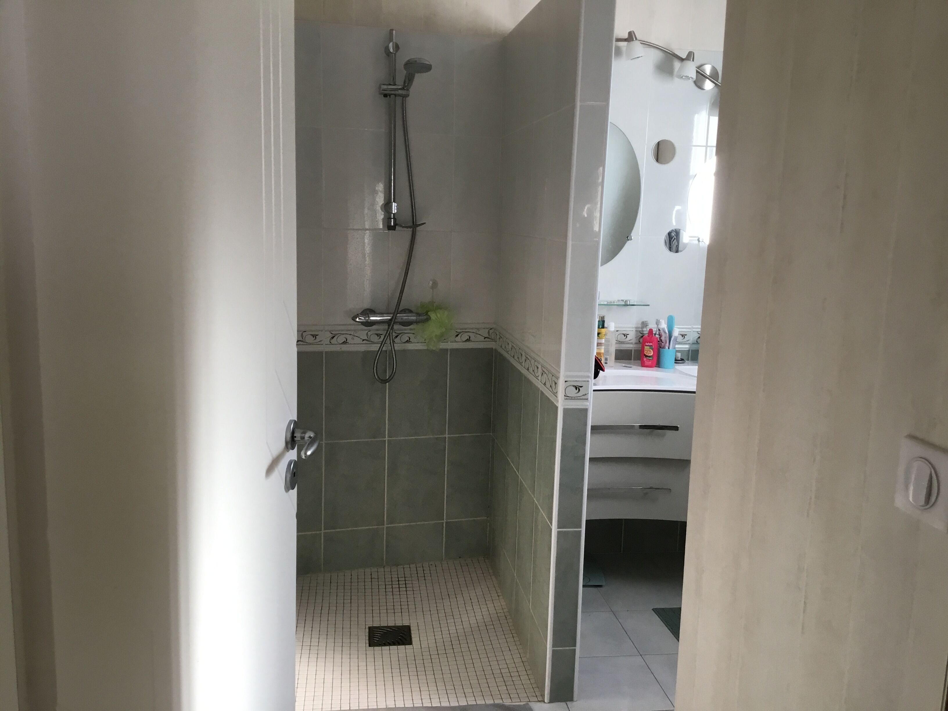 Regadera, secadora de cabello, jabón, papel de baño 