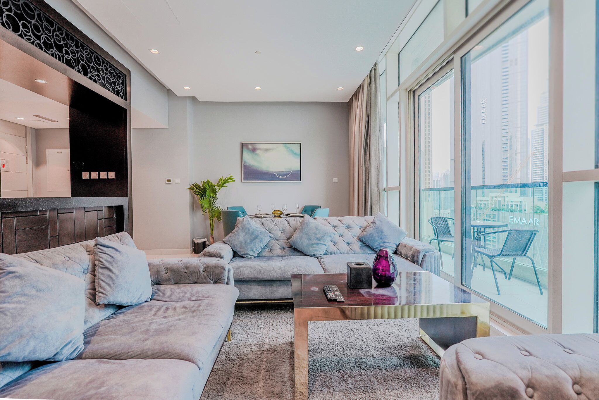 Deluxe Apartment, Balcony, City View | Living area | 55-inch Smart TV with digital channels