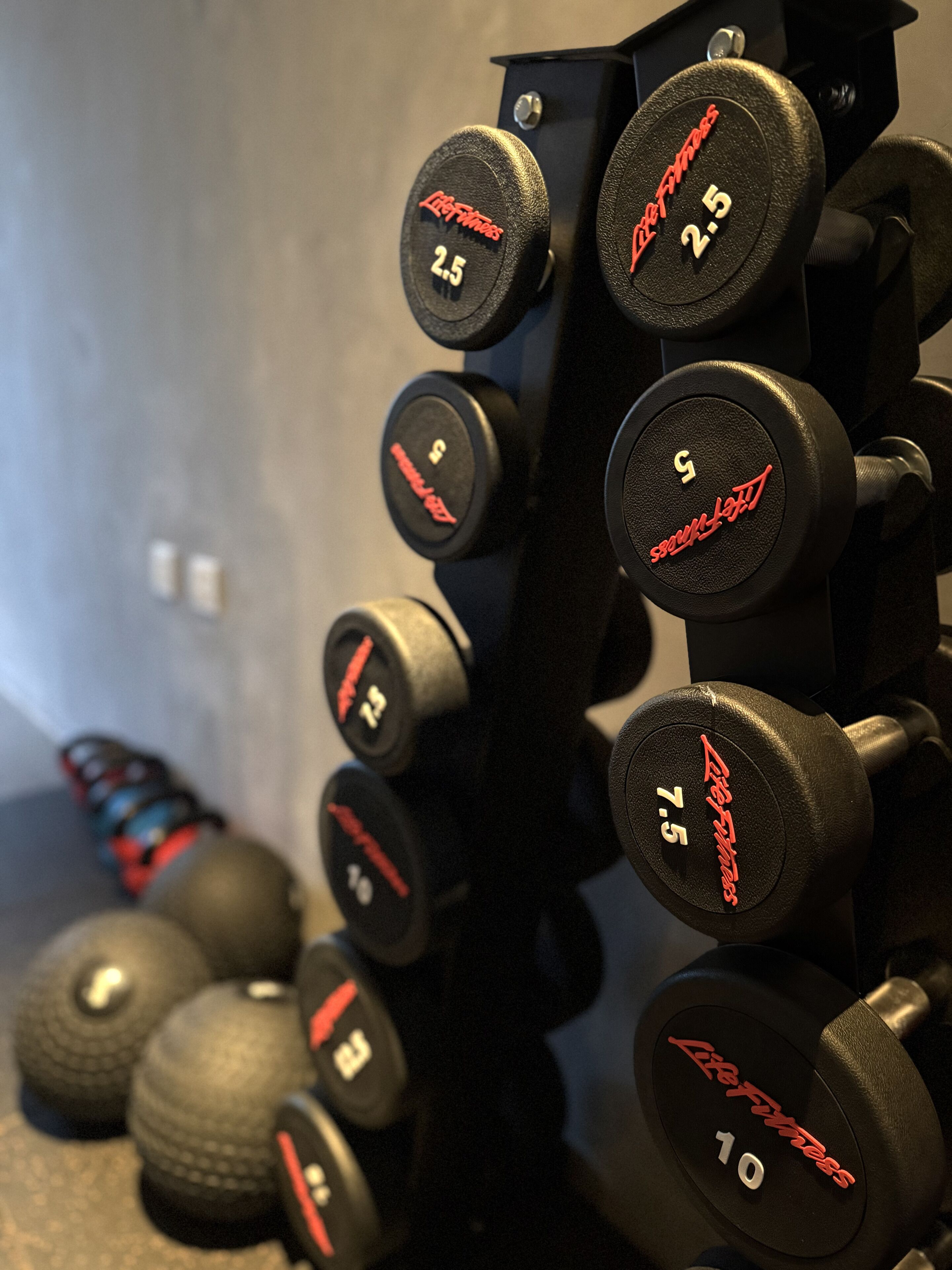 A set of adjustable dumbbells with weight markings and the brand name 'Lifetimex'.