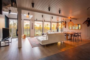 Televisión y chimenea 