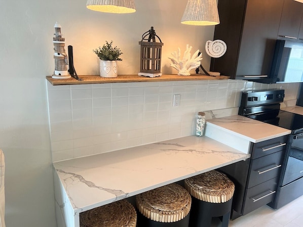 Fridge, microwave, oven, dishwasher