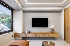 华丽开间, 1 张双人床和 1 张沙发床, 厨房, 城市景观 | 起居区 | 智能电视、Netflix、流媒体服务