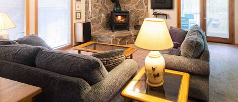 تلفزيون، مدفأة، مشغل دي في دي