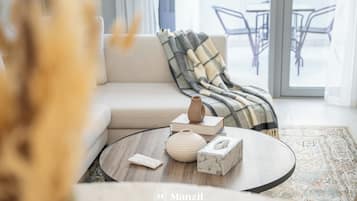 Luksushuoneisto, parveke, kaupunkinäköala | Oleskelualue