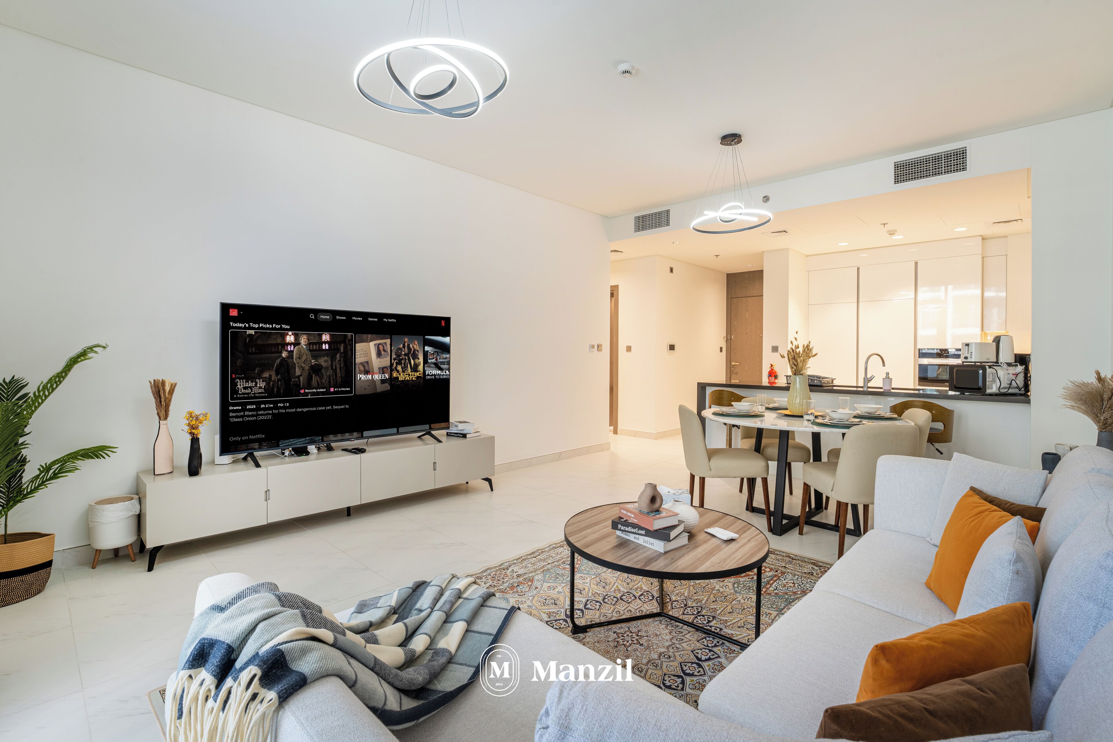 Luxury-Apartment, Balkon, Stadtblick | Wohnbereich