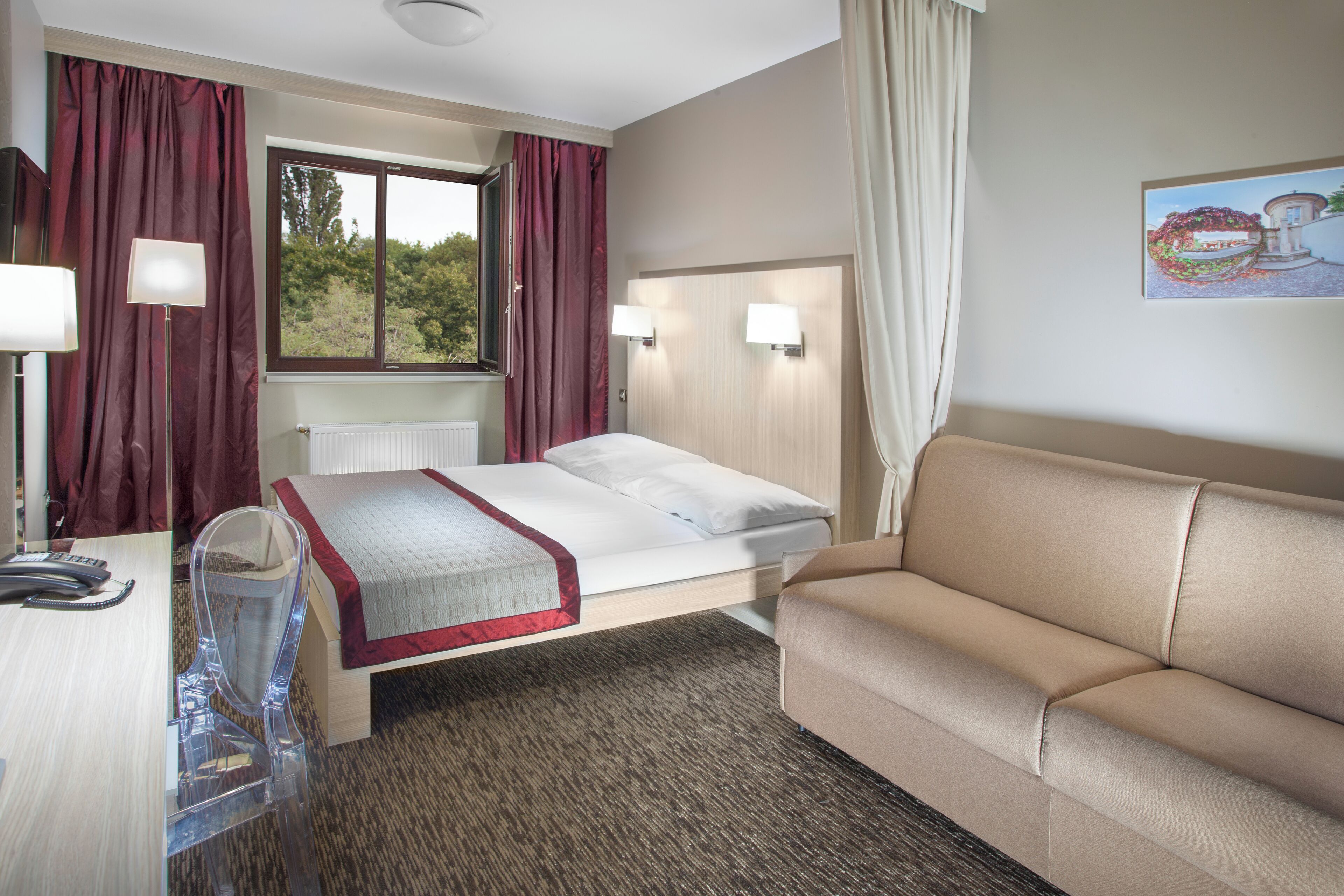 Family Studio, Garden View | In-room safe, laptop workspace, blackout drapes, iron/ironing board