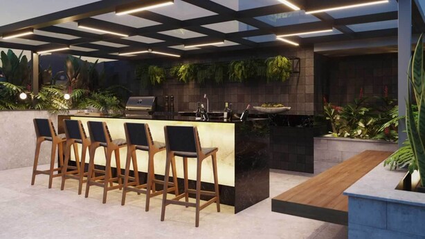 Outdoor dining - Modern apartment in Rio de Janeiro + swimming pool + rooftop with panoramic views. (Rio de Janeiro)